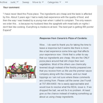 Cenario's pizza - The volatile, immature, and defensive response to my review. - Pizza Near Me - Fairfield, California Cenario's pizza - The volatile, immature, and defensive response to my review. - Pizza Near Me - Fairfield, California