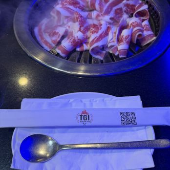TGI Korean BBQ - Wagyu beef belly and utensils - Korean Near Me - Los Angeles, California