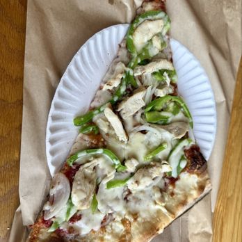 Vinnie Van Go-Go's - Cheese Pizza Slice; chicken, onions, peppers and fresh garlic - Pizza Near Me - Savannah, Georgia Vinnie Van Go-Go's - Cheese Pizza Slice; chicken, onions, peppers and fresh garlic - Pizza Near Me - Savannah, Georgia