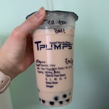 Tpumps - Peach tangerine BMT lite sweet & honey boba - Coffee & Tea Near Me - San Francisco, California Tpumps - Peach tangerine BMT lite sweet & honey boba - Coffee & Tea Near Me - San Francisco, California