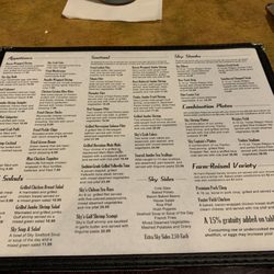 Sky Restaurant - Menu
