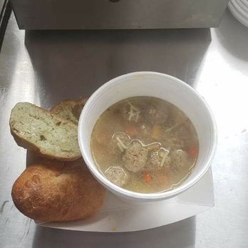 Touch O' Dutch - Groentesoep met galleries ... Vegetable soup with vegetables served with  baguette and kruidenboter (spiced butter) - Modern European Near Me - Dorr, Michigan