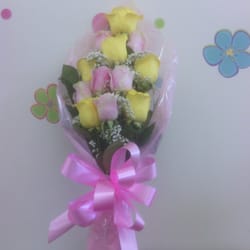 Pink and yellow roses