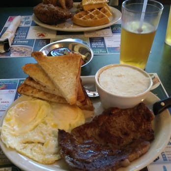 Metro Diner - I ordered the Steak & Eggs. 6 ounce hand cut USDA ribeye, two eggs grits and toast - Diners Near Me - Gainesville, Florida Metro Diner - I ordered the Steak & Eggs. 6 ounce hand cut USDA ribeye, two eggs grits and toast - Diners Near Me - Gainesville, Florida