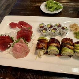 Sashimi and dragon roll