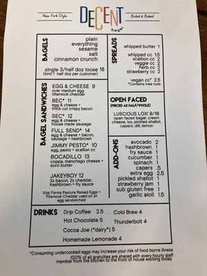 Menu photo 1 Decent Bagel Nederland, CO
