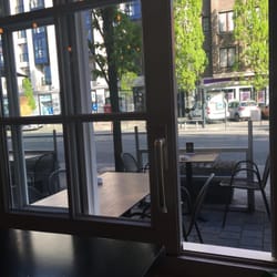 Louis Burger - Looking out at the street and outdoor seating