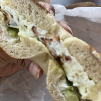 Cassidys Corner Cafe - Desi. Hollow bagel of choice, egg whites, avocado, flavored cream cheese and "bacon". - Bagels Near Me - Eastvale, California Cassidys Corner Cafe - Desi. Hollow bagel of choice, egg whites, avocado, flavored cream cheese and "bacon". - Bagels Near Me - Eastvale, California