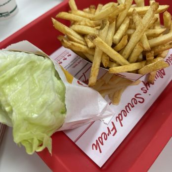 In-N-Out Burger - Hamburger protein style and a large fry - American Near Me - San Antonio, Texas In-N-Out Burger - Hamburger protein style and a large fry - American Near Me - San Antonio, Texas