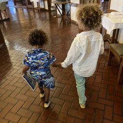 My sons walking out after mass.