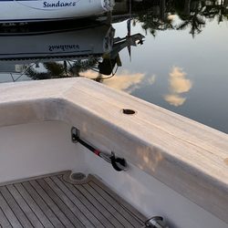 AJ’s Marine Detailing - BEFORE SportFish Yacht in need of TEAK restoration