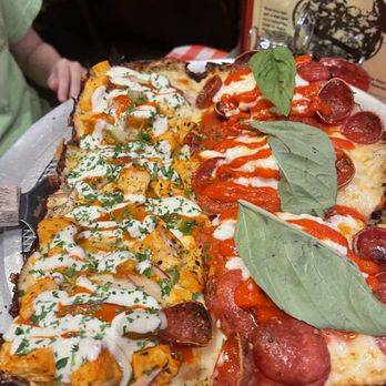 Ace's Pizza - 1/2 Buffalo Chicken, 1/2 Spicy Boi w vodka sauce - Pizza Near Me - Brooklyn, New York Ace's Pizza - 1/2 Buffalo Chicken, 1/2 Spicy Boi w vodka sauce - Pizza Near Me - Brooklyn, New York