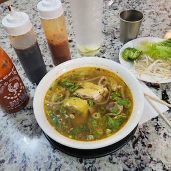 Ca Nuong Mien Tay - Free Range Chicken breast in spicy basil broth w/ egg noodles - Vietnamese Near Me - Richardson, Texas