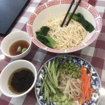 Min Chef - Noodle w soybean paste and pork, Beijing style $9.99 good flavor and good to share, not much on adding vinegar (will skip it next time) - Chinese Near Me - Tustin, California