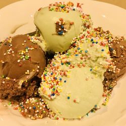 Wok House - ICE CREAM! Self serve pistachio (3 scoops) and  (2 scoops) with  sprinkles