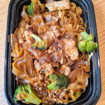 Bangkok 54 - N3. Pad See Ew with pork. $12. Fresh flat rice noodles, pan-fried with broccoli, eggs, and special Thai sweet soy sauce. - Thai Near Me - Chapel Hill, North Carolina Bangkok 54 - N3. Pad See Ew with pork. $12. Fresh flat rice noodles, pan-fried with broccoli, eggs, and special Thai sweet soy sauce. - Thai Near Me - Chapel Hill, North Carolina