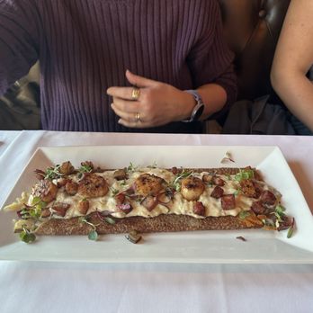 The Galloping Galette - La Baloise (galette with Swiss cheese, scallops, creamed leaks, diced bacon in a beurre blanc nantais and dill) - Creperies Near Me - Dacula, Georgia