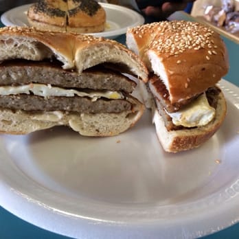 Bagel Gourmet - Delicious egg and sausage on a bagel. - Bakeries Near Me - Galloway, New Jersey