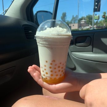 Boba Tea & Coffee - Vanilla milk tea blended with Passion fruit poppers - Taiwanese Near Me - Redding, California Boba Tea & Coffee - Vanilla milk tea blended with Passion fruit poppers - Taiwanese Near Me - Redding, California