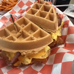 The Rockin Waffle Sandwich was phenomenal! (Add a side of sweet chili and mango habanero sauce) 10/10 experience! The Rockin Waffle Sandwich was phenomenal! (Add a side of sweet chili and mango habanero sauce) 10/10 experience!