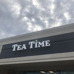 the front of a tea time store the front of a tea time store
