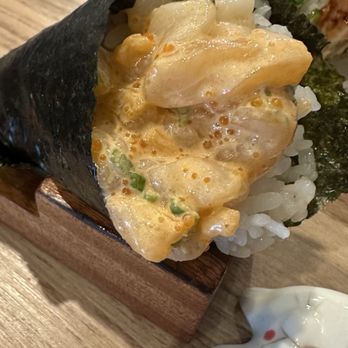 Shin Sushi - Spicy Hotate Hand Roll - Japanese Near Me - Pleasant Hill, California Shin Sushi - Spicy Hotate Hand Roll - Japanese Near Me - Pleasant Hill, California
