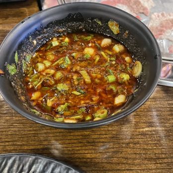 Denver Hot Pot & BBQ - Sauce - black vinegar, soy, chili oil, fish sauce, white pepper, sacha, garlic, green onion, and cilantro - Hot Pot Near Me - Denver, Colorado Denver Hot Pot & BBQ - Sauce - black vinegar, soy, chili oil, fish sauce, white pepper, sacha, garlic, green onion, and cilantro - Hot Pot Near Me - Denver, Colorado