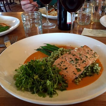 Watershed Cafe - Salmon with celery greens and couscous - New American Near Me - Leavenworth, Washington Watershed Cafe - Salmon with celery greens and couscous - New American Near Me - Leavenworth, Washington