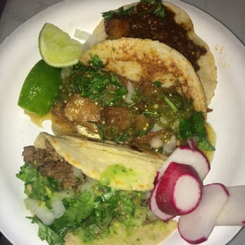 Tacos Pipeye - From bottom to top: Asada, Chicharron, and papas con chorizo. - Tacos Near Me - Santa Barbara, California Tacos Pipeye - From bottom to top: Asada, Chicharron, and papas con chorizo. - Tacos Near Me - Santa Barbara, California