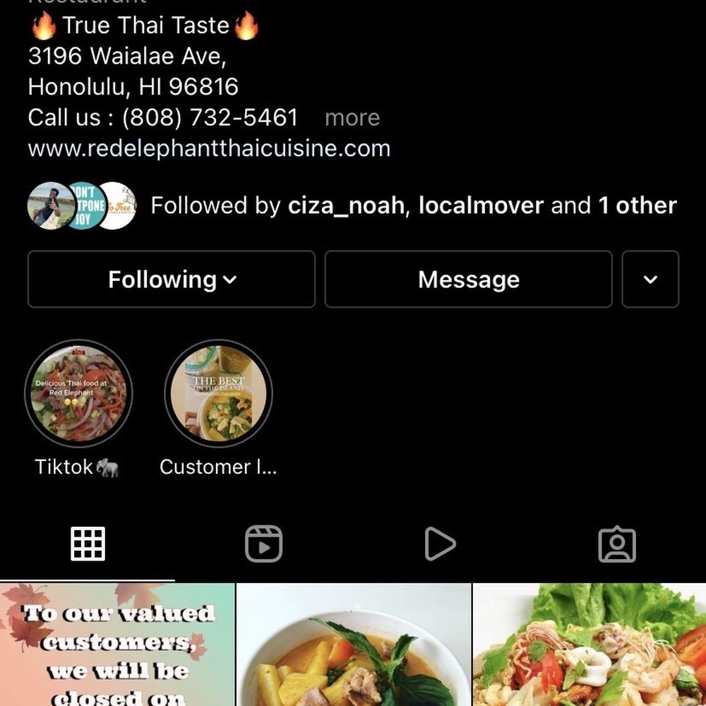 Red Elephant - IG page - Thai Near Me - Honolulu, Hawaii Red Elephant - IG page - Thai Near Me - Honolulu, Hawaii