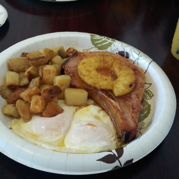 Eggs 'n Things - Waikiki Beach Eggspress - Pineapple pork chop, $11.95. - Breakfast & Brunch Near Me - Honolulu, Hawaii