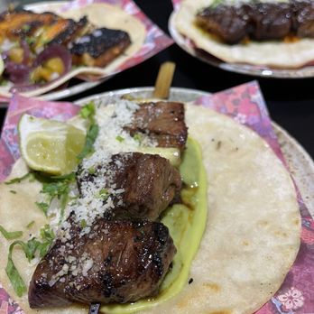 Ramen Del Barrio - Lengua, carne asada, pork belly tacos. - Ramen Near Me - Austin, Texas
