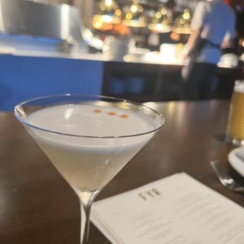 FYR Short North - Pisco sour and view from chef's table - Steakhouses Near Me - Columbus, Ohio FYR Short North - Pisco sour and view from chef's table - Steakhouses Near Me - Columbus, Ohio