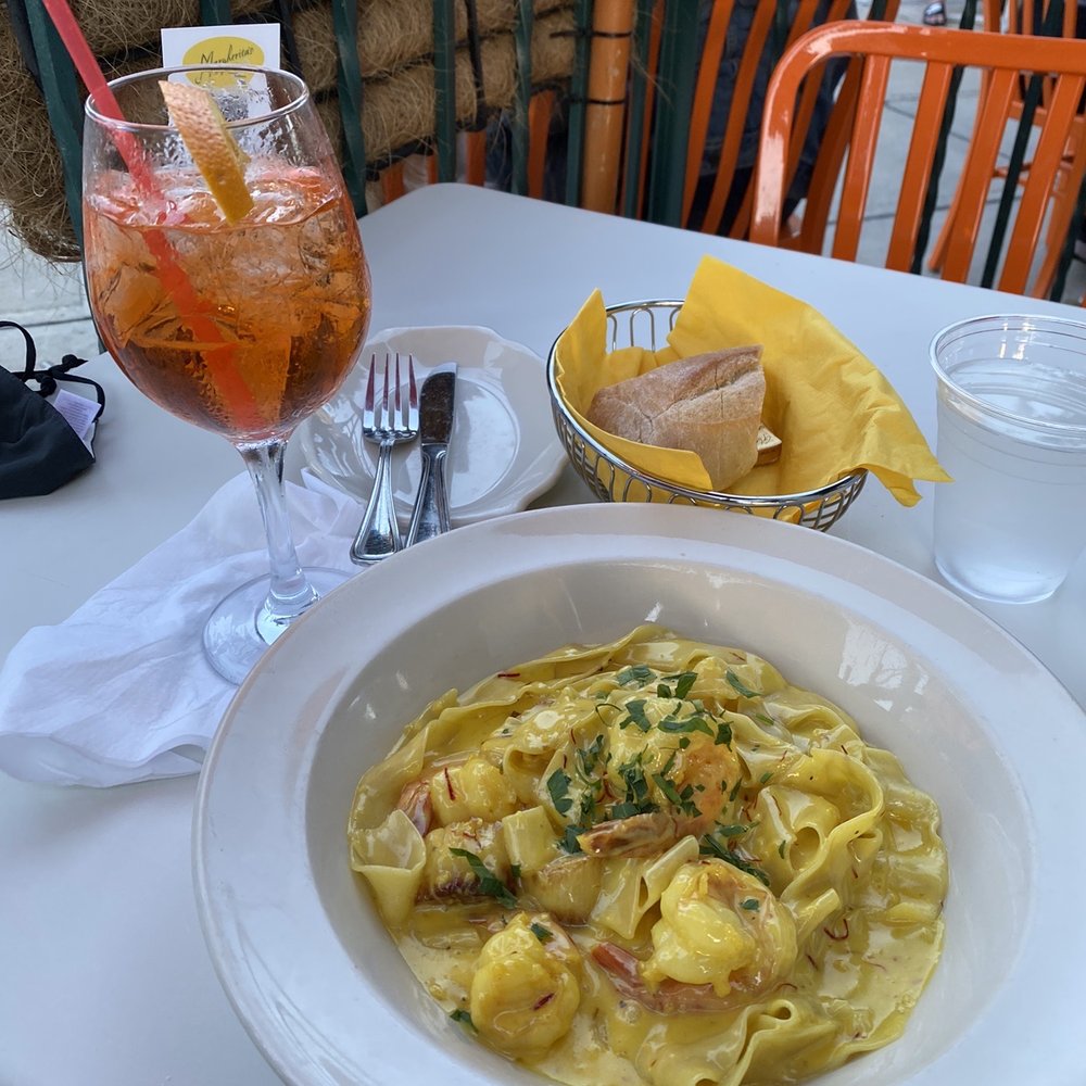 Margherita's - Shrimp and Sea Scallops in a saffron cream sauce served over house made pappardelle - DELICIOUS! - Pizza Near Me - Hoboken, New Jersey Margherita's - Shrimp and Sea Scallops in a saffron cream sauce served over house made pappardelle - DELICIOUS! - Pizza Near Me - Hoboken, New Jersey
