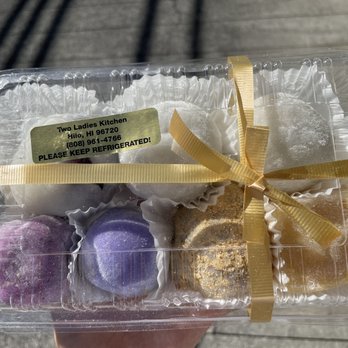 Two Ladies Kitchen - Our custom order! 3 strawberry Mochi on top Bottom: shiso, okinawan sweet potato, nantu, lilikoi - Bakeries Near Me - Hilo, Hawaii Two Ladies Kitchen - Our custom order! 3 strawberry Mochi on top Bottom: shiso, okinawan sweet potato, nantu, lilikoi - Bakeries Near Me - Hilo, Hawaii