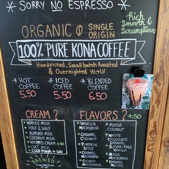 Kona Coffee House - Mobile Menu board as of 6/21/22 - Food Trucks Near Me