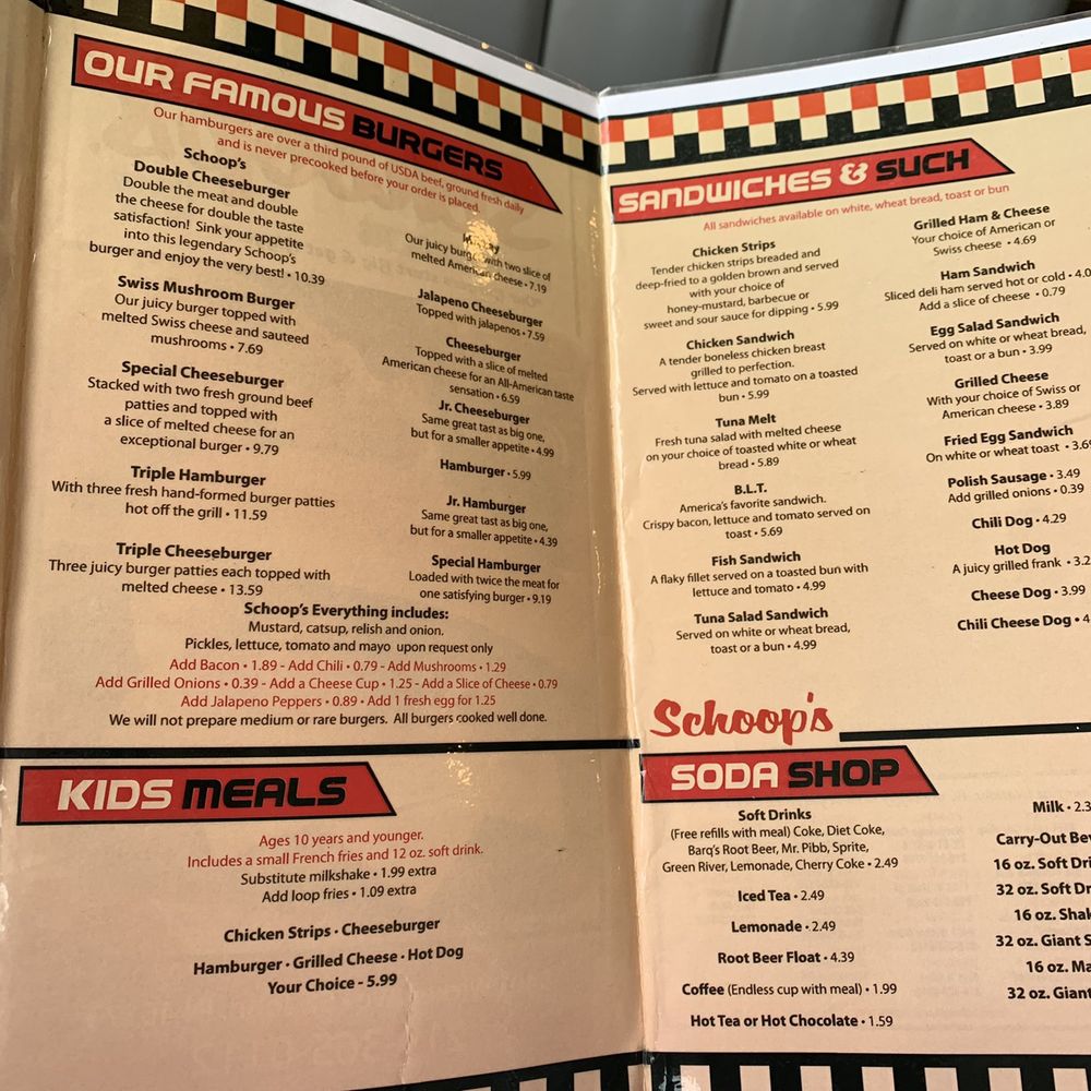 Schoop's Hamburgers - Menu - Burgers Near Me - Saint John, Indiana Schoop's Hamburgers - Menu - Burgers Near Me - Saint John, Indiana