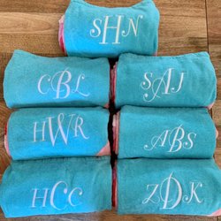 Tatermash Embroidery - Monogrammed beach towels, I believe this font was called "duchess"