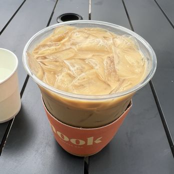 Nook Coffee Bar - Iced decaf vanilla latte with oat milk - Coffee & Tea Near Me - Torrance, California
