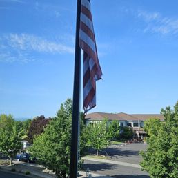 US Flag in front of the Hotel