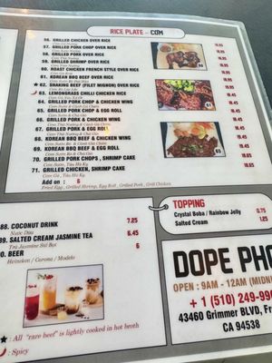 Menu photo 7 Dope Pho Fremont, CA