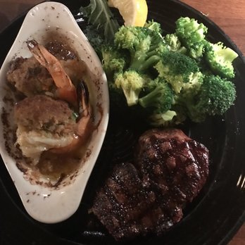 Chuck's Steak House - 8oz Filet Mignon with 2 stuffed shrimp and steamed broccoli - Steakhouses Near Me - Rocky Hill, Connecticut Chuck's Steak House - 8oz Filet Mignon with 2 stuffed shrimp and steamed broccoli - Steakhouses Near Me - Rocky Hill, Connecticut