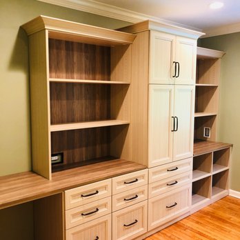 Symmetry Closets - Different styled built-in wall unit with desk for home office. - Home Organization Near Me - Holbrook, New York Symmetry Closets - Different styled built-in wall unit with desk for home office. - Home Organization Near Me - Holbrook, New York