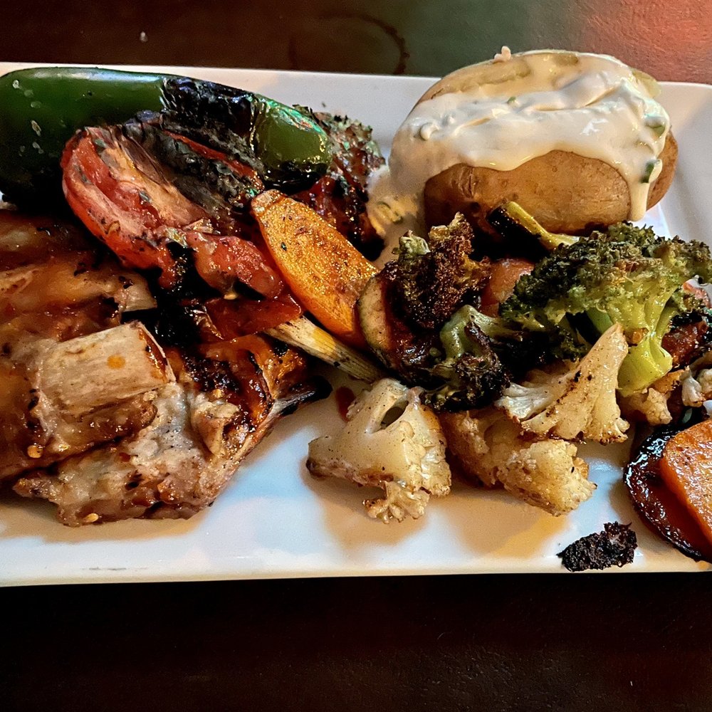 La Catrina Cantina - Mango Habanero Ribs with grilled veggies & baked potato. - Cocktail Bars Near Me - Todos Santos, BCS