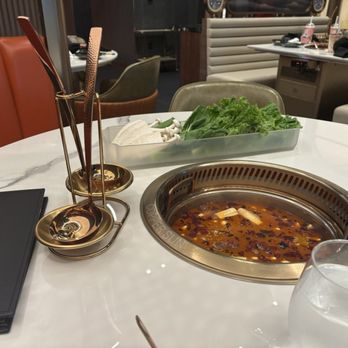 Copper Sun Hot Pot and BBQ - Spicy broth with Veggie & Mushroom Combo - Chinese Near Me - Las Vegas, Nevada