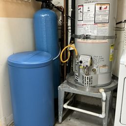 New water softener next to heater New water softener next to heater