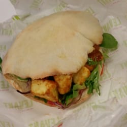 Levant Eatery - White roll halloumi with modern salad and Levant and Beetroot sauce! Yumm!