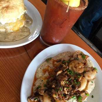 Pine State Biscuits - Shrimp and grits $7 and a Bloody Mary $6. So good! - Breakfast & Brunch Near Me - Portland, Oregon Pine State Biscuits - Shrimp and grits $7 and a Bloody Mary $6. So good! - Breakfast & Brunch Near Me - Portland, Oregon
