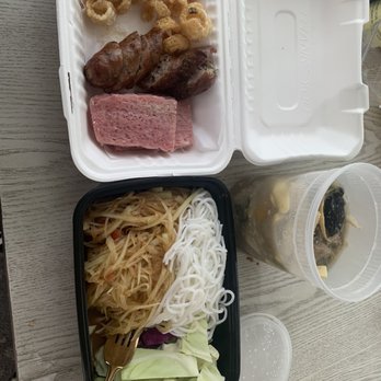 Lao Der - Papaya platter that's enough for 1 person. 40$ and half container of bamboo soup 15$ - Laotian Near Me - Stockton, California