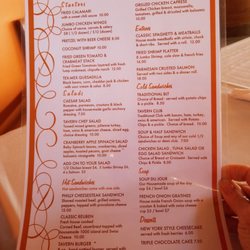 The Tavern at the Lakes - Lunch menu